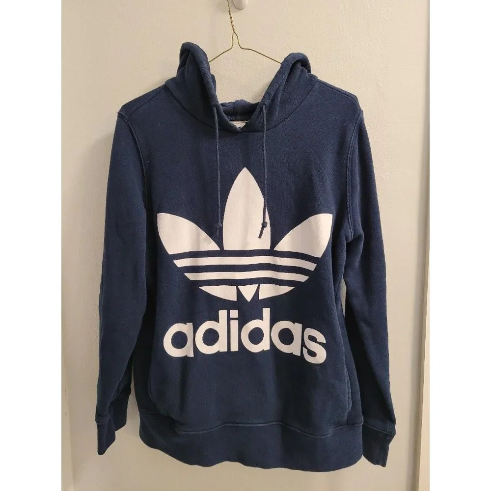 Adidas Originals Women's Trefoil Hoodie Size Small Navy Blue Long Sleeve EUC